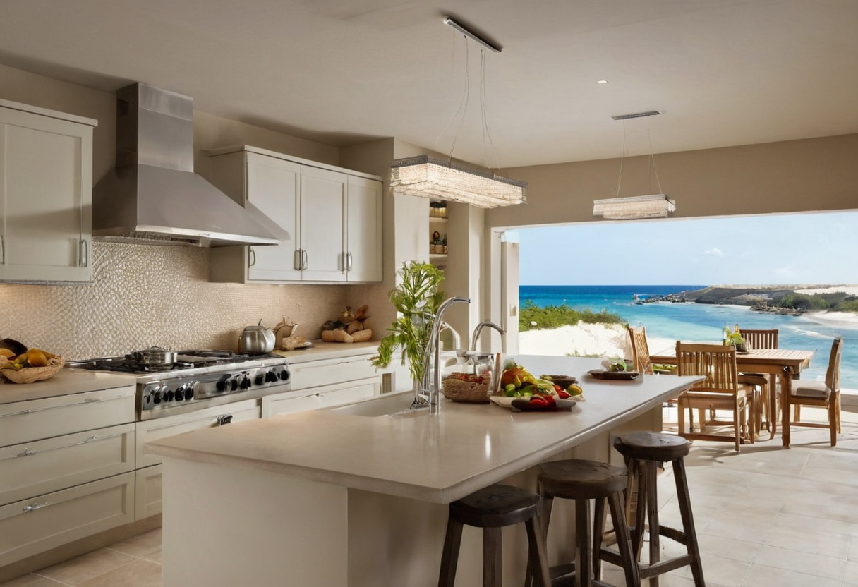 Car-free Al Marjan Island guide visual for How do ceiling construction and junction boxes affect hanging lights for kitchens